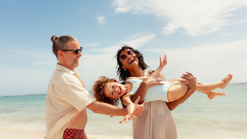 Famille sur la plage du Paradisus Playa del Carmen