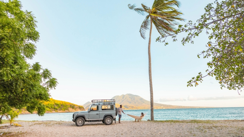 Couple on the beach in St Kitts