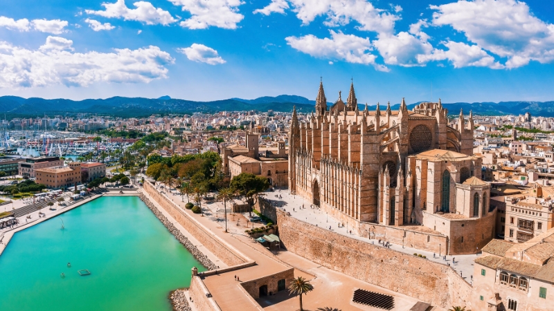 Vue aérienne de La Seu et Palma de Majorque