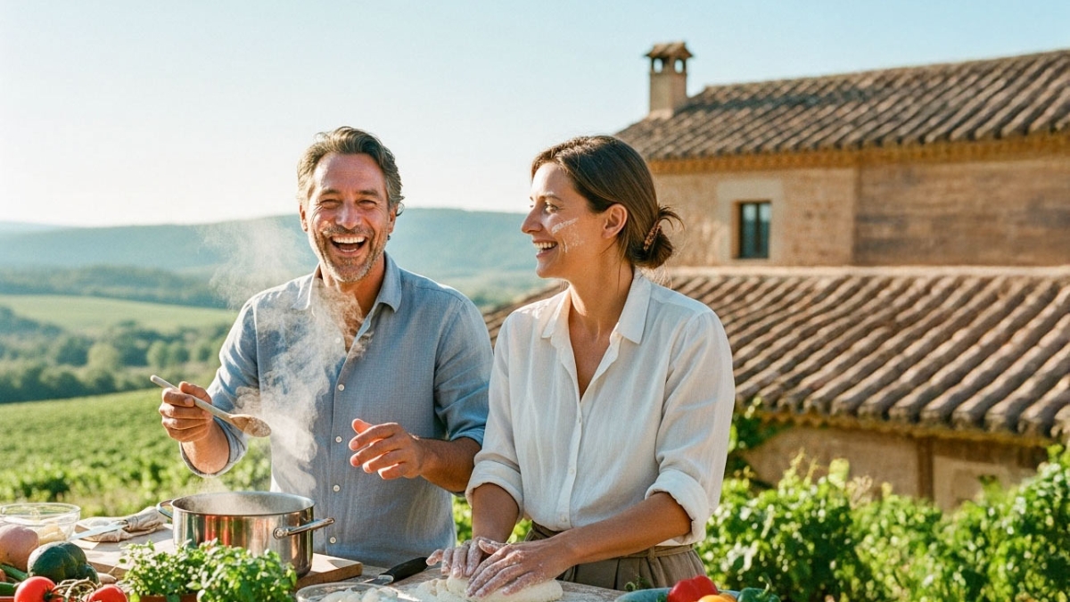Europe Couple cuisinant en Toscane