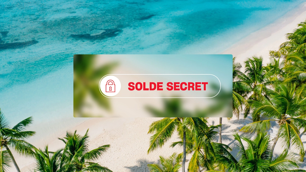 océan turquoise et palmiers Solde secret