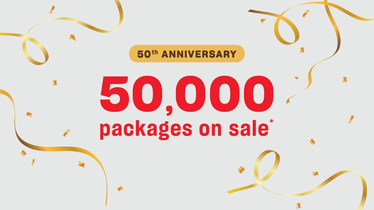 50th Anniversary 50000 packages on sale