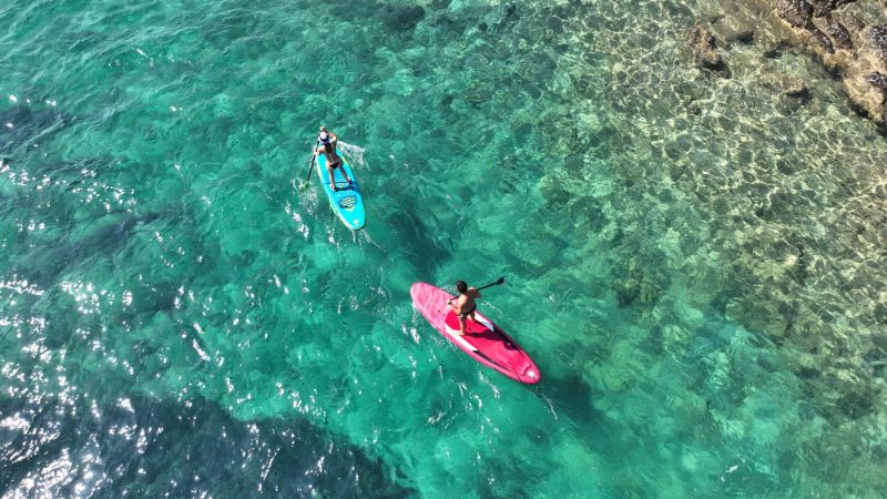 two people on paddleboards