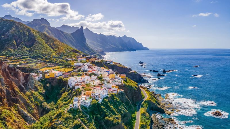 village in Tenerife perched on a steep cliff overlooking the ocean