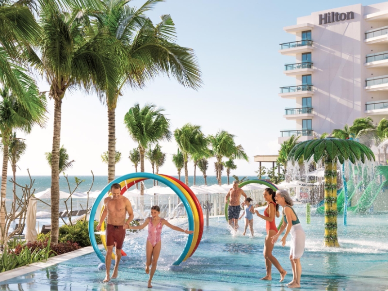 Family at waterpark Hilton Cancun