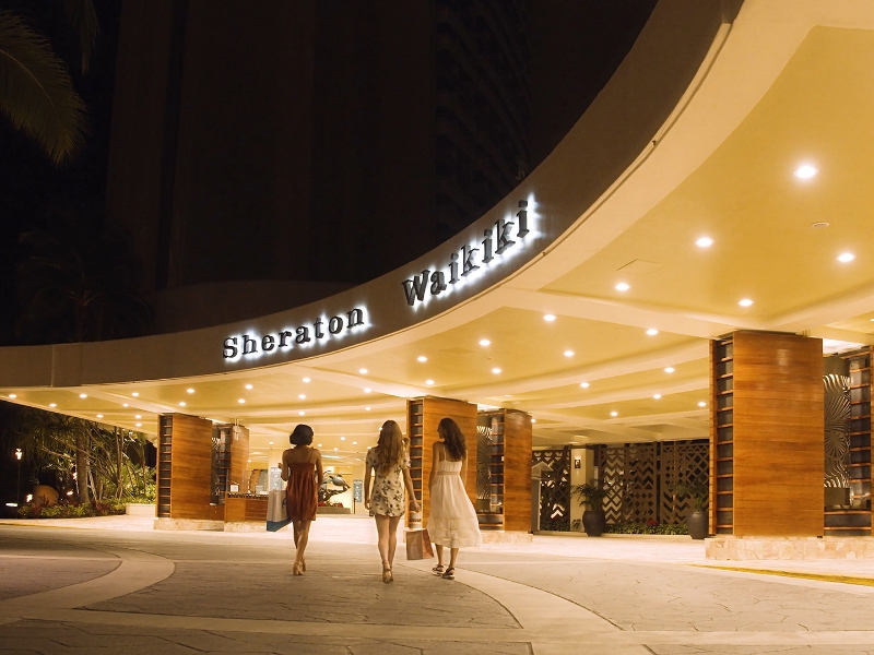 Porte Cochere Shopping at Night