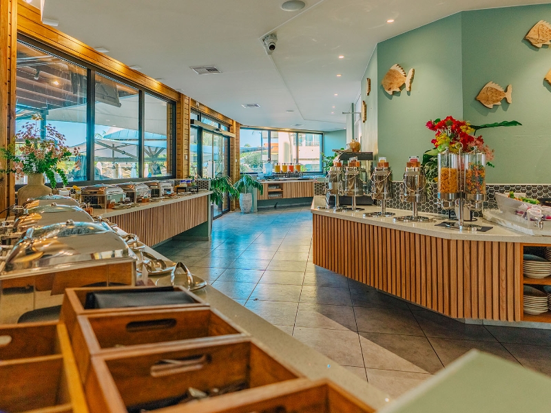 Breakfast buffet area