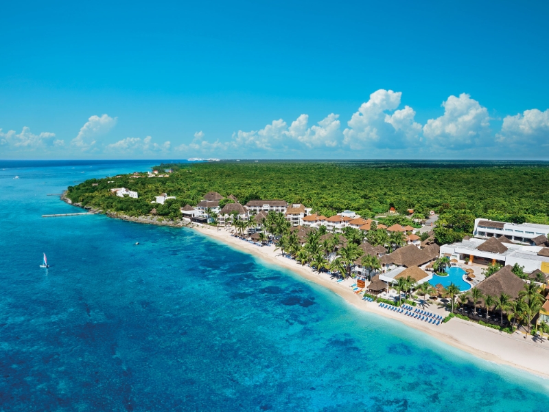 Aerial of resort and beach