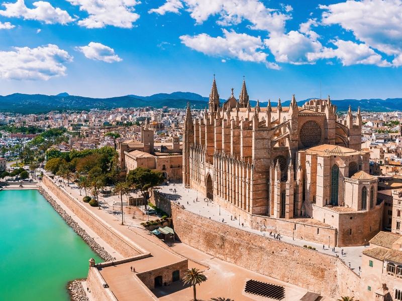 Aerial view of La Seu and Palma de Mallorca