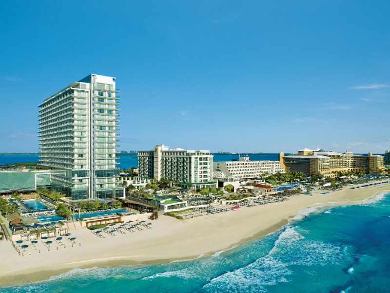 Aerial of resort and beach
