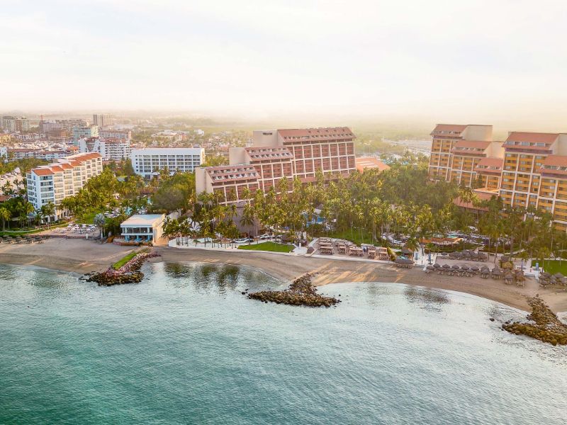 Aerial view of The Westin Playa Vallarta beach and ocean