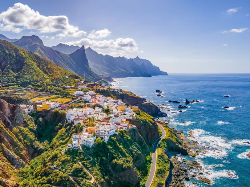 village in Tenerife perched on a steep cliff overlooking the ocean