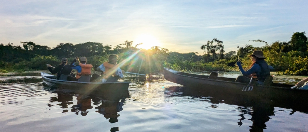 Canoë-kayak à l'aube dans le Pantanal