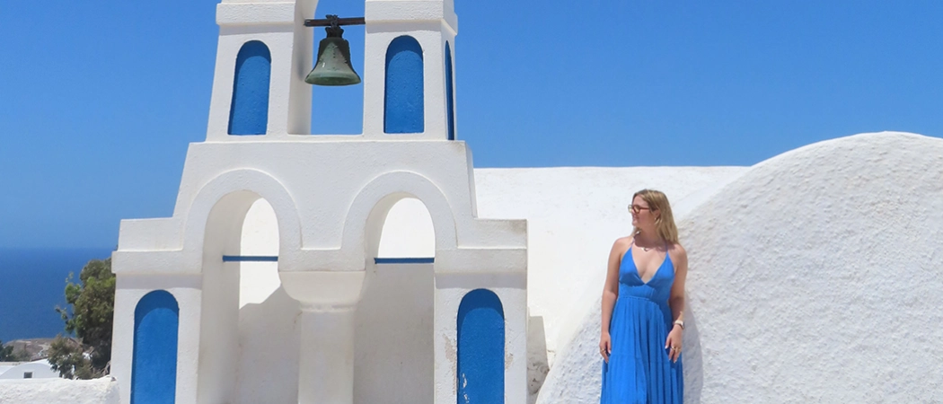 Photo by a church in Oia